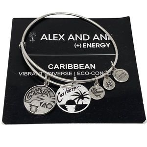 Alex & Ani Caribbean Silver Charm Bangle Bracelet